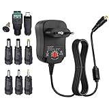 EasyULT Portable Netzteil, 12W Universal AC/DC Adapter Schaltnetzteil mit 8 Verschiedene Adapterköpfe für 3V-12V Haushaltselektronik(1000mA Max)