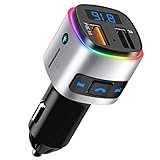 SONRU Bluetooth FM Transmitter, Auto Radio Transmitter Freisprecheinrichtung KFZ Audio Adapter MP3 Player, Auto Ladegerät mit QC3.0 USB Port LED Anzeige, Unterstützt U Disk & TF Karte, Buntes L