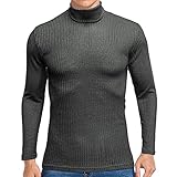 FENLAN Herren Longsleeve Rollkragenpullover Regular Fit Langarmshirts Rollkragen Pullover Herren Rollkragen Pullover Langarmshirt Feinstrick Sweater Rollkragen Freizeit Slim fit Basic M
