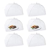 Homealexa Fliegenhaube, 6er Set Abdeckhaube für Essen, Faltbare Kuchenabdeckung Fliegenschirm Lebensmittel Abdeckung, Perfekter Fliegen-Schutz für Essen, Obst, Picknick, BBQ, 44x44x30 cm, Weiß