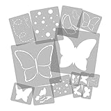 14 Stück wiederverwendbare Kunststoff-Schablonen // Schmetterling - Wiese // 34cm bis 8cm // Kinderzimmer-Dekorarion // Kinderzimmer-Vorlag