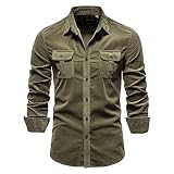 Lange Ärmel Herren Kent-Kragen Casual Slim Fit Brusttaschen Herren Hemd Business Bequem Mode Freizeit Atmungsaktiv Langarm Herren Shirt E-Green L