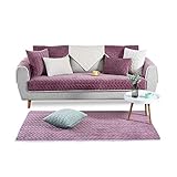 Fashion·LIFE Sofa Überwürfe Schonbezug Gesteppte Anti-rutsch Sofabezug Haustier Sofa Abdeckung Kinder Hunde(Lila,110X180cm)