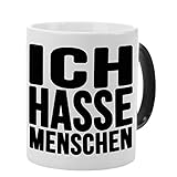 Geschenke 24 Farbwechsel Tasse mit Spruch – Ich hasse Menschen Tassen (Schwarz): Kaffeetasse Farbwechsel, Tasse Thermoeffekt - Geburtstagsgeschenk, Arbeitskollegin Geschenk, Team Geschenk
