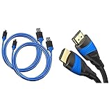 Amazon Basics - Controller-Ladekabel für die PlayStation 4-2er-Pack & KabelDirekt – 2 m – 4K HDMI-Kabel (4K@120Hz & 4K@60Hz – spektakuläres Ultra-HD-Erlebnis – High Speed mit Ethernet, schwarz)