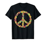 Peace Love 60er 70er Flower Power Hippie Kostüm Geschenk T-S