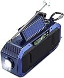 NCRD Notfallwetterradio,5000mAh-Netzbank USB Ladegerät for Mobiltelefon,Handkurbel Solar Radio Helle Taschenlampe,NOAA/AM/FM Tragbares Radio,SOS