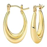 sevennine Chunky Creolen Ohrringe Dicke ovale Reifen Ohrringe Ohrschmuck Für Frauen Mädchen Goldene, Teardrop Hoop Ohrring