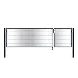 Home Deluxe - Doppelflügel Gartentor - inkl. Griff, Schloss, Schlüsseln und Bodenverriegelung - ca. 120 x 350 cm - Farbe: anthrazit | Gartenpforte Einfahrtstor Hoftü
