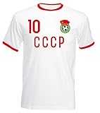 aprom CCCP Trikot UDSSR No.10 - Russland - Retro Jersey WM EM, Weiß, L