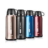 Y·J&H Vakuum Isolierte Edelstahl Trinkflasche, Wasserflasche Doppelwandig BPA Frei, Mit Tasse, Geeignet für heiße Kaffee und Tee, Ideale Thermosflasche für Camping - 650ml Champagner G