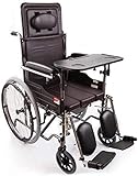 HZYDD Rollstuhl Halbliegender Licht Transportfalten Tragbarer Reissessel Stahlrohrverstärkungs-Punktions-Kollision Tragen Töpfchen-Tabellen-Versionshandb