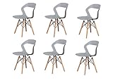 WV LeisureMaster Nordic Modern Freizeit und Atmungsaktive Rückenlehne Esszimmerstuhl 4/6 (Grau, 6)
