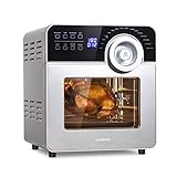 Klarstein AeroVital Cube Chef Heißluftfritteuse - 1700 W Heissluftfriteuse, Airfryer mit Touchscreen, 16 Programme, 50 - 220 °C, 14 L, ca. 10 h Zeitvorwahl, Edelstahl, silb