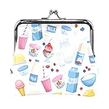 Süße Brieftasche Mädchen Joghurt Milchshake Essen Kuss Lock Geldbörsen Mit Kuss Lock Verschluss Brieftaschen Für Frauen Süß Für Frauen Mädchen 4,5x4,1 Z