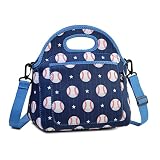 Lunchtasche, KASGO Neopren Isoliert Lunch Tasche Kinder Mittagessen Tasche Kühltasche Einzigartiger Druck Lunchpaket mit Fronttasche und Abnehmbarer Verstellbarer Schultergurt (Baseball)