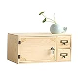 YaXDS Creative-Lock-Massivholz- Storage Box Cosmetic Aufbewahrungsbox kosmetischer Desktop- Schublade Büroaufbewahrungsbehälter mit Tür Speicherschrank Fall Kosmetikkoffer-S