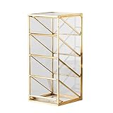 Schmink Aufbewahrung Kosmetikbox Luxus Rechteck Glas Für Dresser Schlafzimmer Badezimmer Aufbewahrung Schublade Organizer Aufbewahrungsbox Box Deko Schlafzimmer （Golden） (Color : B1)
