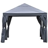 Outsunny Gartenpavillon Pavillon Gartenzelt Festzelt Partyzelt mit 6 x Seitenwand Metall + Polyester Grau 4 x 3 x 2,85