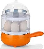 DONGSHUAI Eierkocher Eierkocher 220V Mini-Elektroherd Eierkocher Antihaft-Dämpfen/Braten/Kochen 3 in 1 Frühstücksmaschine Automatische Abschaltung (Farbe : Orange)