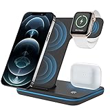 CNGY Kabelloses Ladegerät, 3 in 1 Qi-zertifizierte 15 W Schnellladestation für Watch Series 5/4/3/2/1, TWS Kopfhörer, kabelloser Ladeständer, kompatibel mit Smartphone SE