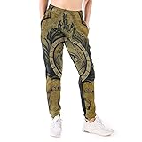 LAOLUCKY Damen Sweatpants Jogger Jersey Pants Mode Casual Sport Hose, Sacred Geometrie Hand All Seeing Eye White, XL