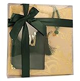 Geschenkbox Set mit Gebetsteppich, Tesbih und Surenbuch - Muslimischer Gebetsteppich Namaz-LIK Seccade, Gebets-Matte, Salah, Sejadah, Seccade, Islamic Prayer mat Rug, für das Gebet (Grün)