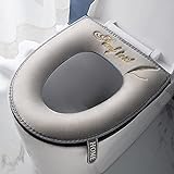 2 Stück dickere Badezimmer weiche Toilettensitzbezug Polster mit Griff Toilettendeckel Bezug Kissen weich dicker waschbar passt alle ovalen WC-S
