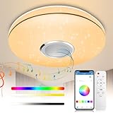 LED Deckenleuchte mit Fernbedienung - LEHXZJ 24W Ø29CM Deckenlampe mit Bluetooth Lautsprecher App-Steuerung RGB Farbwechsel Dimmbar Sternenhimmel Lampe für Wohnzimmer, Schlafzimmer,