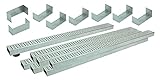 Entwässerungsrinnen Edelstahl superflach Rost Quadratlochung SET Typ 7, System 35/80