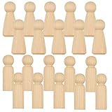 smatime Figuren Holzfiguren, 20 Stück Holzfiguren zum Bemalen, DIY Holzfiguren Puppen, Holzkegel Holzfiguren Unvollendete Spielfiguren, Natur Holz für Kinder Malen, Basteln Kunstprojekte (62/57mm)