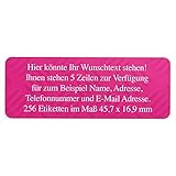 Adress-Aufkleber | PERSONALISIERT | 256 Stück | kleine Etiketten mit Wunsch-Text rosa Muster | Schrift Weiß | für N