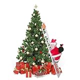 DJFEI Weihnachtsmann auf Leiter, Elektrische Kletternde Leiter Santa Claus Climbing Ladder, Elektrische Weihnachtsmann Klettern Leiter Puppe Dekoration für Xmas Party H