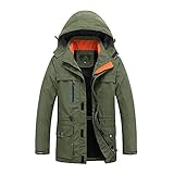 XIAOJU Herren Windjacke Kapuzen Windjacke Bomberjacken Klassische Outwear Abnehmbare Kapuze Lässige leichte Windjacke,Green-XL
