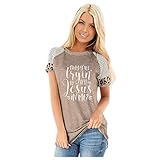 Finetyu Christliche T-Shirts für Frauen mit Sprüchen Casual Printing Kurzarm O-Neck Loose Tops Lustiges Religions-T-Stück Damen T-Shirt Kirche Gott Katholisch Geschenk für Gläubige J