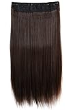 PRETTYSHOP Clip In Extensions Haarverlängerung Haarteil Glatt 60cm dunkelbraun mix #2/33 C58