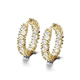 Damen Ohrringen 18 karat vergoldet Für Frauen Creolen gold kleine Ohrringe Grösse 21 mm hängend mit funkelnden Swarovski Zirkonia Steinen Silber g