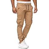 BaZhaHei Mode Herren Sport Bandage Funktionshose Einfarbige Lose Kordelzug Chino Cargo Slim Fit Stretch Sporthose Hose Freizeithose Outdoorhose Cargohose Jogging