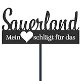 Goldbach Gartenstecker Mein Herz schlägt für das Sauerland 110cm grau Gartendeko S