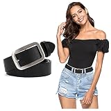XZQTIVE Damen Ledergürtel Mode Dornschnalle Gürtel für Jeans Hosen Kleider, Schwarz,120