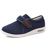 KKOO Damen Memory Foam Diabetiker Hausschuhe,Klett-Wanderschuhe, geschwollene Füße Stillschuhe für Senioren-blau_44,Memory Foam Diabetiker H