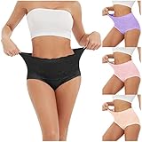 IFOUNDYOU Unterhosen Damen Spitze Baumwolle Pantys Hohe Taille Nahtlos Taillenslip Unterwäsche Sexy Bauchweg Große Größen Hösschen Hipsters Schwangere Stretch Basic Schlüpfer Slips Unterkleidung D