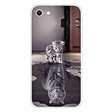 Miagon Transparent Hülle für iPhone 6/6S,Katze Tiger Muster Kreativ Süße Durchsichtig Klar Soft Ultra Dünn Silikon Case Cover Schutzabdeckung