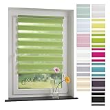 ourdeco® Doppel-Rollo, Duo-Rollo / 70 x 210 cm Apple Green/lichtdurchlässig, Blickdicht/Klemmen=Montage ohne Bohren=Smartfix=Klemmfix=Easy-to-fix