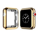 Neivi Apple Watch Hülle 38mm/42mm Schutzhülle Ultra Slim Silikon Protective Überzug Schutzhülle Tasche Case für Apple Watch Case Series 1 2 3 (Gold, 38mm)