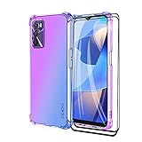 GOKEN Hülle für Oppo A16 4G + 2 Panzerglas, Schutzhülle TPU Silikon Handyhülle mit Farbverlauf Design, Transparent Stoßfest Bumper Case Soft Flex Cover, Lila/B