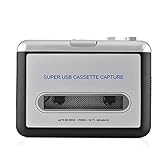 Kuuleyn Cassette Converter, USB Cassette Tape to Pc MP3 Cd Switcher Converter Capture Audio Music Player mit Kopfhörer passt in praktisch Jede T