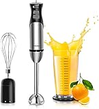 FRESKO Sabmixer, 3 in 1 Edelstahl Pürierstab, ergonomischer Stabmixer und 2 Edelstahl-Mixfuß, Abnehmbare Ausführung, Schneebesen,700ml Messb