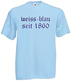 München Löwen Herren T-Shirt Weiss-blau seit 1860 Shirthellblau-M