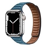 Schlankes Armband Kompatibel für Apple Watch Armband 38mm 40mm 41mm 42mm 44mm 45mm,Stark Magnetisch Verstellbarem Lederarmband mit Flexibel Geformten Magneten für iWatch Serie SE/7/6/5/4/3/2/1